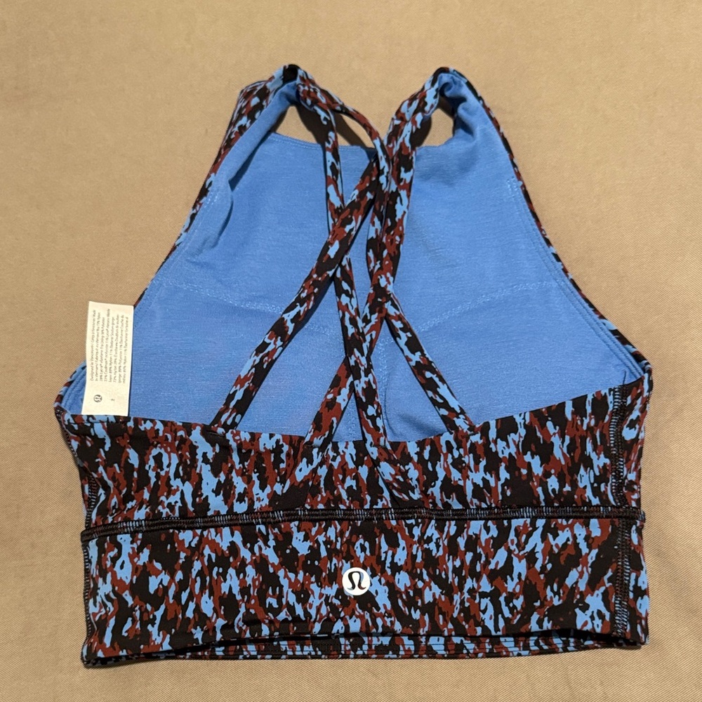 Lululemon Patterned Blue and Black Sports Bra